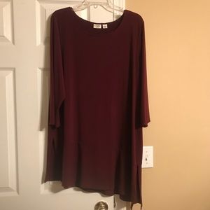 Cato Burgundy Asymmetrical Top